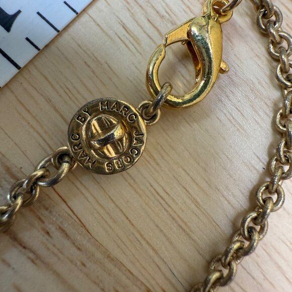 Marc Jacobs Goldtone Logo Disc Necklace With Chain Vintage - Picture 10 of 16